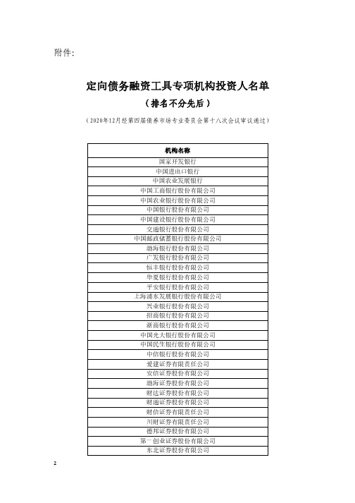 《定向债务融资工具专项机构投资人名单》