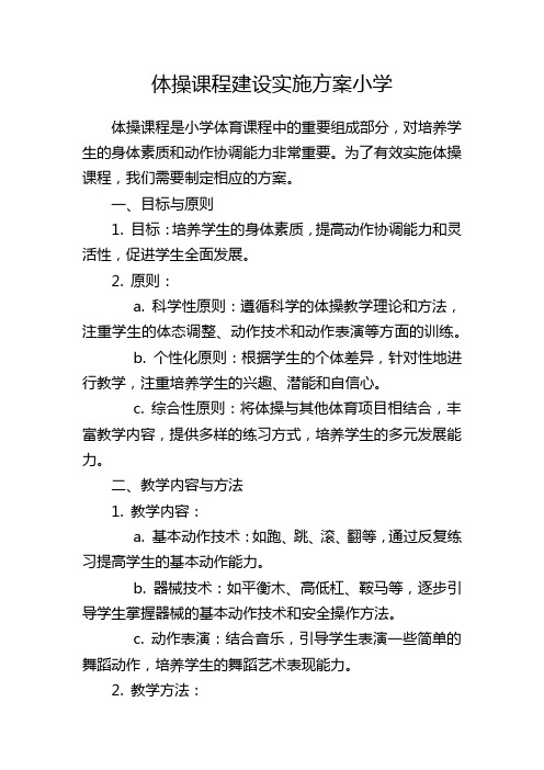 体操课程建设实施方案小学