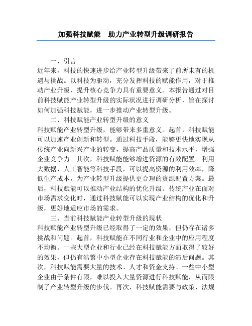 加强科技赋能  助力产业转型升级调研报告