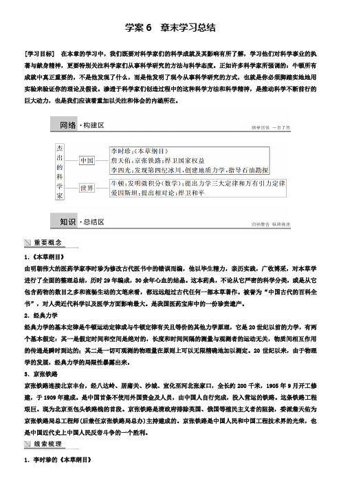 【北师大版】高中历史选修四：第六章 章末学习总结学案(含答案解析)