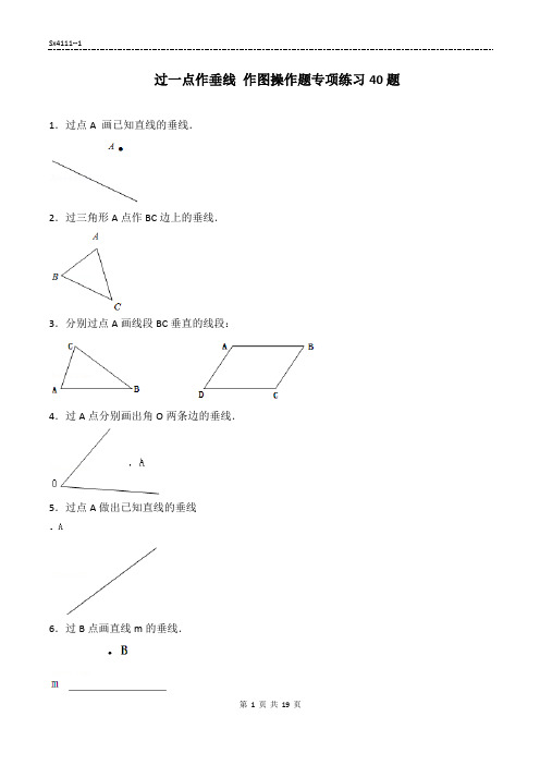 过一点作垂线 作图操作题专项练习40题    有答案 (7+12页 )