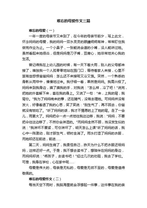 难忘的母爱作文三篇