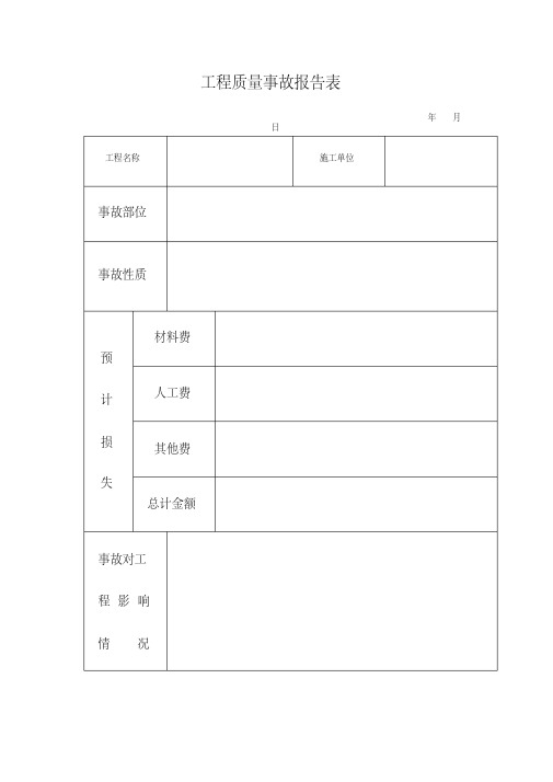 工程质量事故报告表