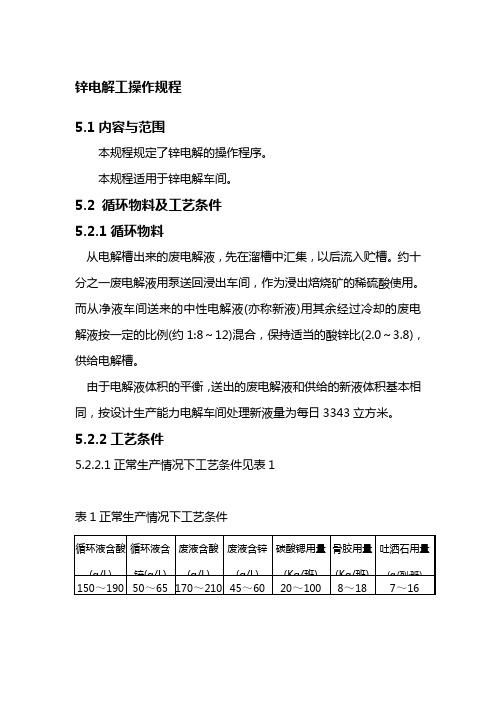 锌电解工操作规程