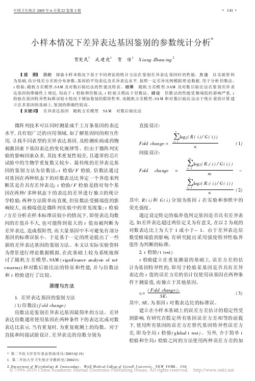 小样本情况下差异表达基因鉴别的参数统计分析