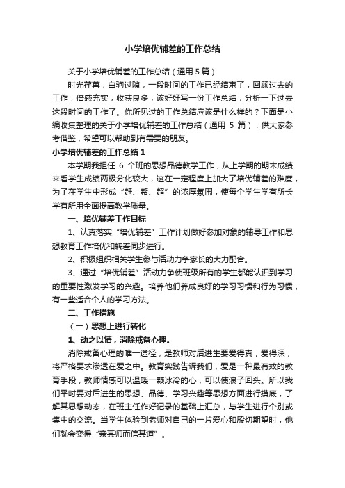 关于小学培优辅差的工作总结（通用5篇）