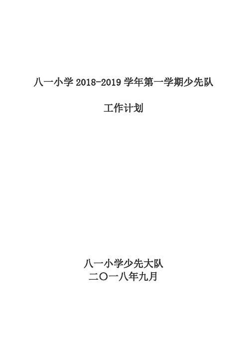 少先队大队辅导员工作计划2018-2019