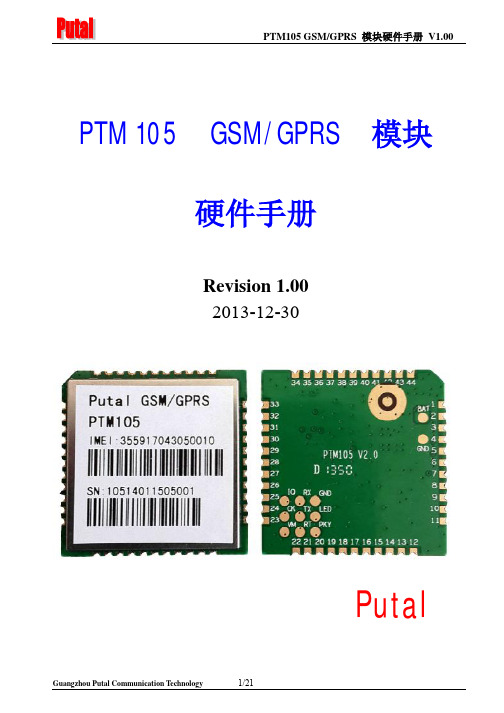 PTM105 GSM_GPRS 模块硬件手册V1.0