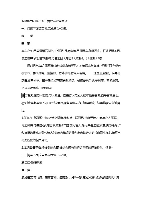 浙江省2018年高考语文(新课标)专题复习专题能力训练：十五 含答案