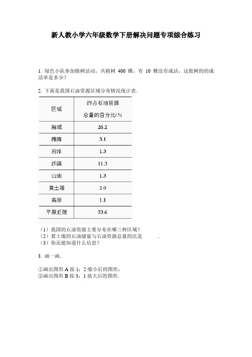 2020新人教小学六年级数学下册解决问题专项综合练习(含答案)