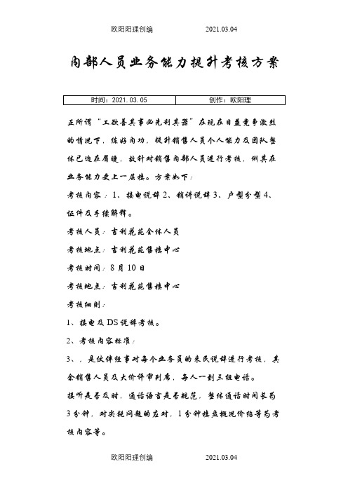 售楼部置业顾问考核评分标准之欧阳理创编