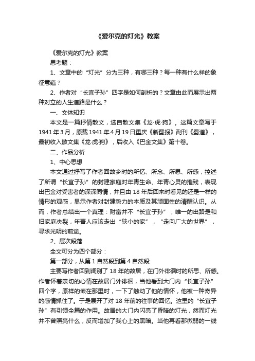 《爱尔克的灯光》教案