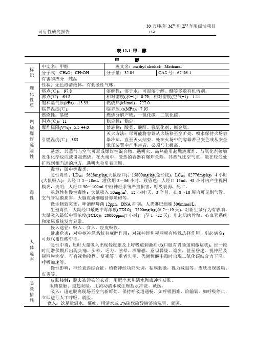 甲醇乙醇汽油理化性能表