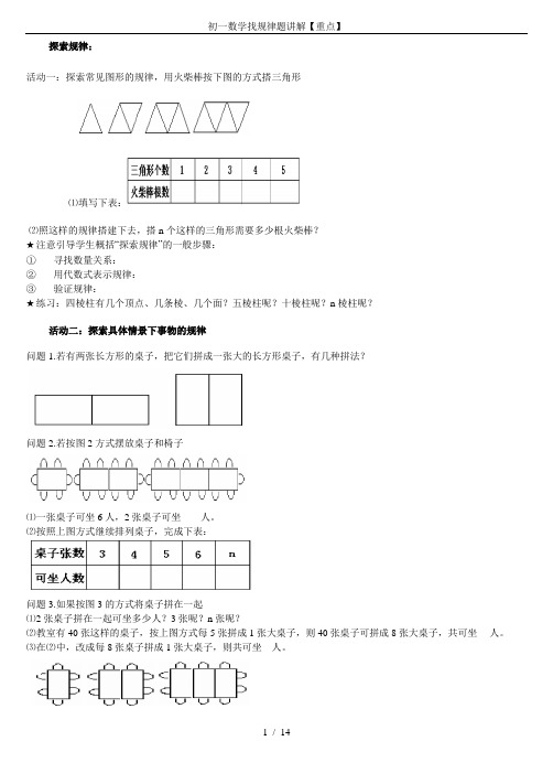 初一数学找规律题讲解【重点】