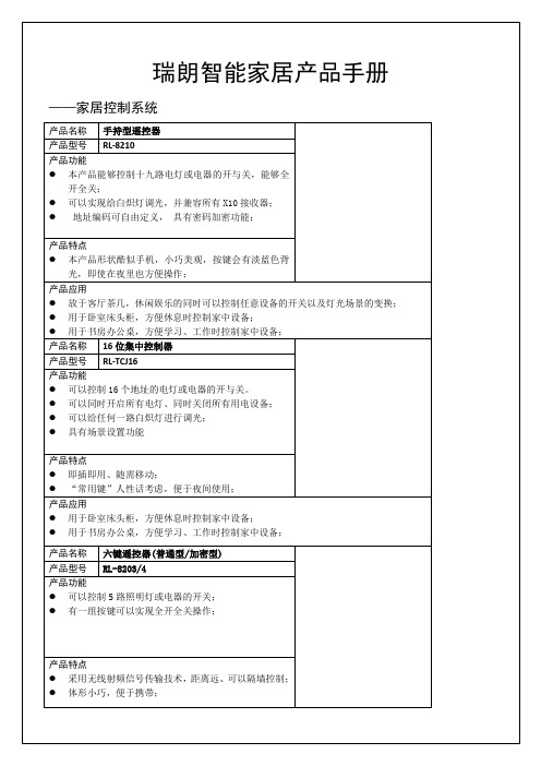 瑞朗智能家居产品手册【Word版】17p