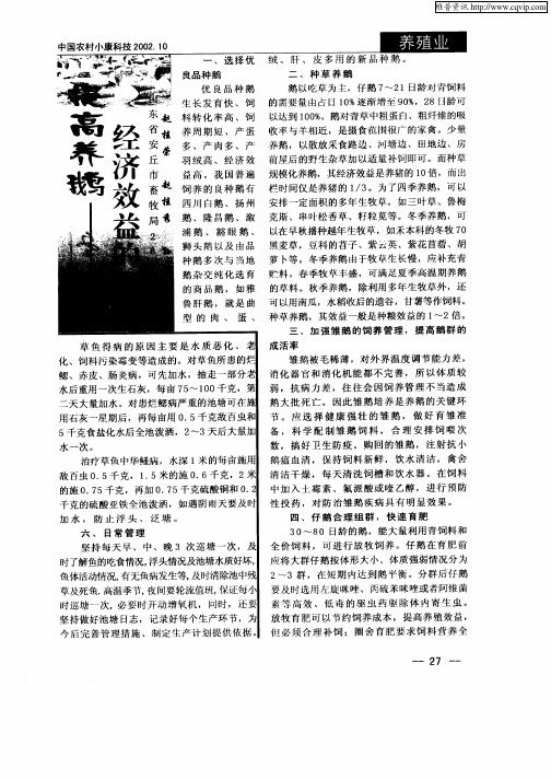 提高养鹅—经济效益的措施
