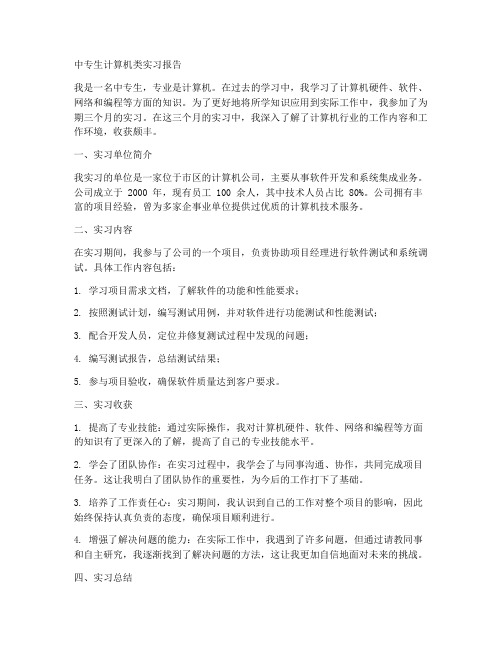 中专生计算机类实习报告