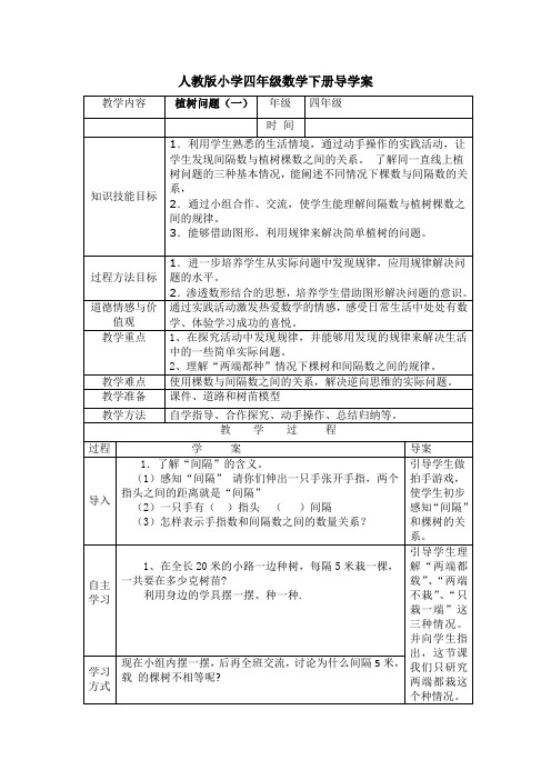 植树问题导学案云