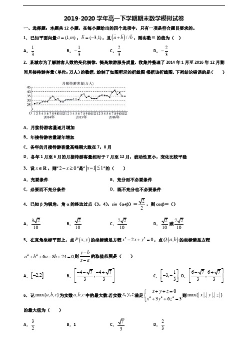 衡阳市名校2019-2020学年新高考高一数学下学期期末检测试题