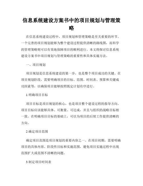 信息系统建设方案书中的项目规划与管理策略