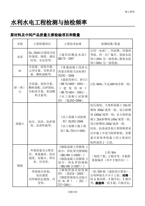 水利水电工程检测与抽检频率