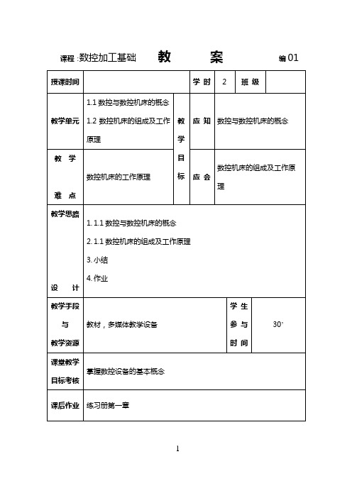 课程数控加工基础教案编