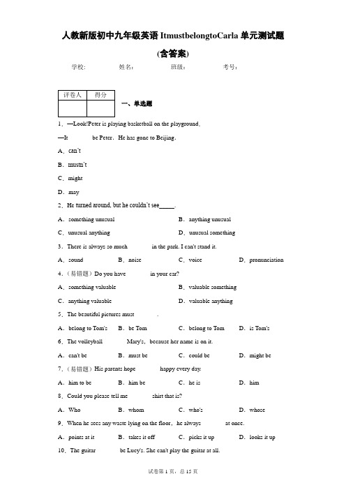 人教新版初中九年级英语ItmustbelongtoCarla单元测试题(含答案)2