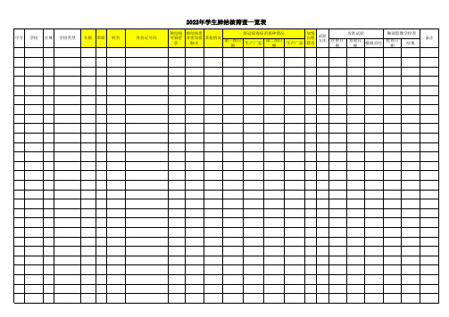 2022年学生肺结核筛查一览表 模板