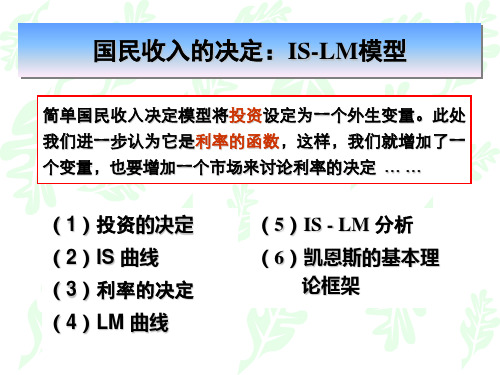 国民收入的决定：IS-LM模型