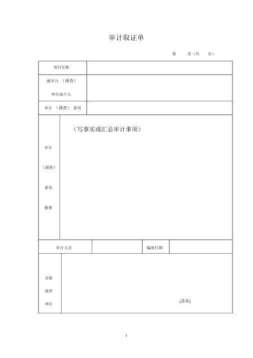 审计取证单参考格式