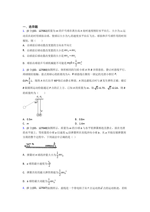 高中物理选修一第一章《动量守恒定律》测试(有答案解析)(1)