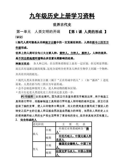 (人教版)九年级历史上册复习资料