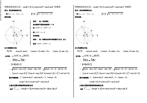 两角和与差的余弦公式的推导