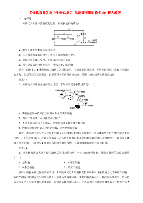 高中生物总复习 免疫调节课时作业29 新人教版