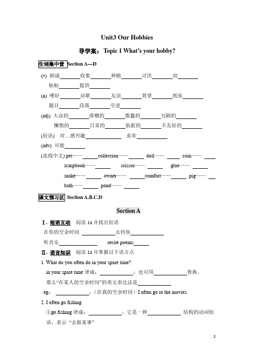 仁爱英语八上Unit3导学案