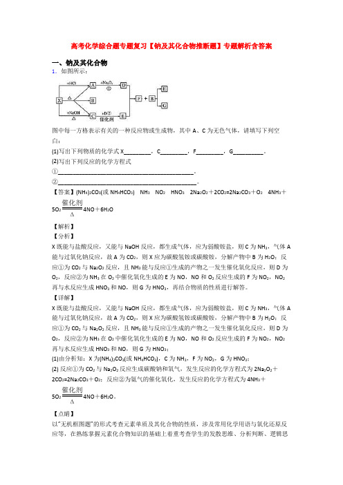 高考化学综合题专题复习【钠及其化合物推断题】专题解析含答案