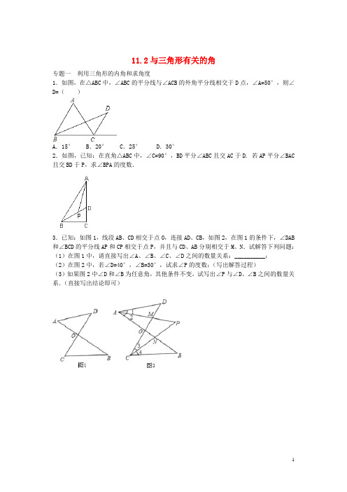 八年级数学上册 11.2 与三角形有关的角专题训练 (新版)新人教版