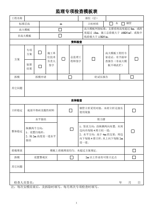 监理专项检查模板表