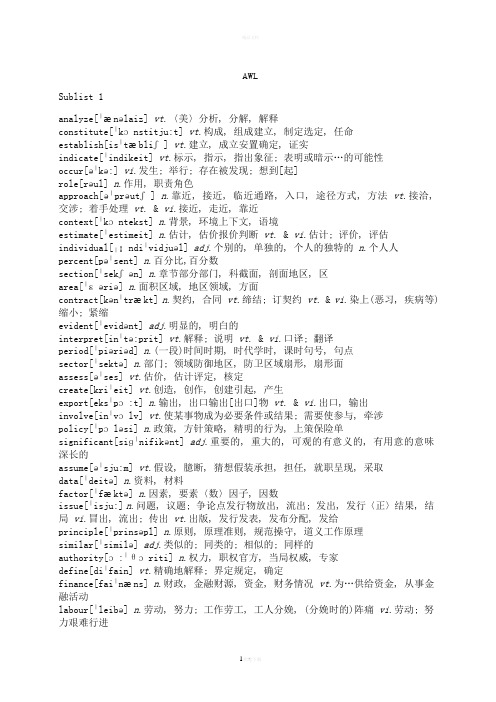 AWL词汇表【学术词汇表】——雅思