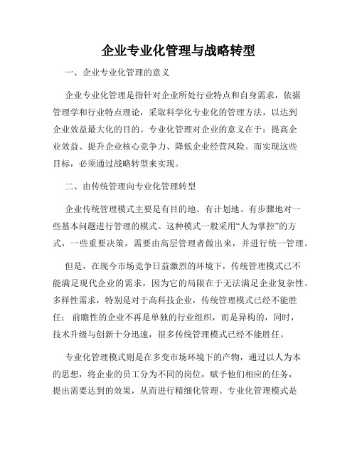 企业专业化管理与战略转型