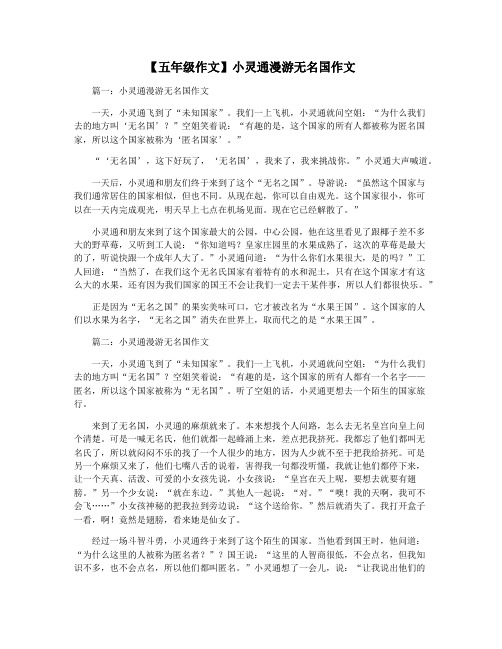 【五年级作文】小灵通漫游无名国作文