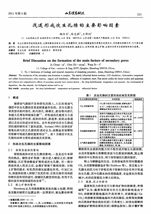 浅述形成次生孔隙的主要影响因素