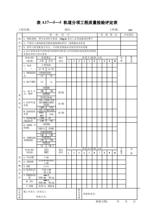 轨道分项工程质量检验评定表25