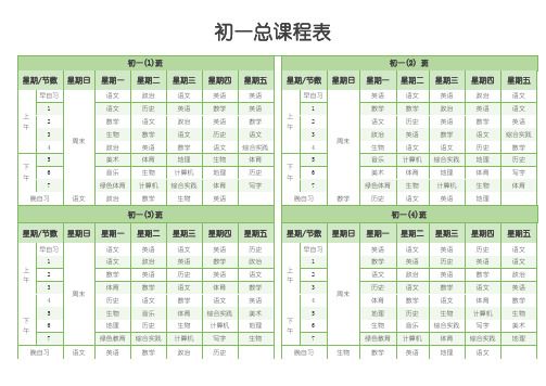 初一总课程表