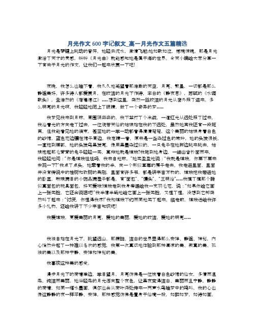 月光作文600字记叙文_高一月光作文五篇精选