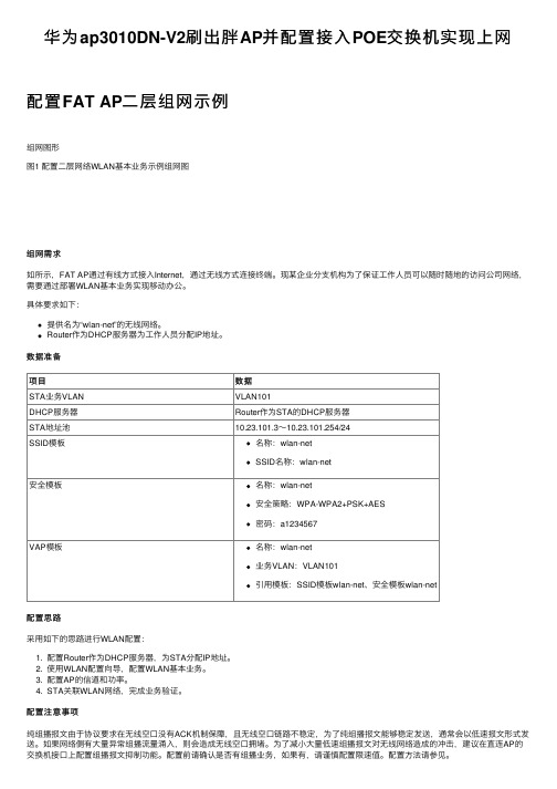 华为ap3010DN-V2刷出胖AP并配置接入POE交换机实现上网