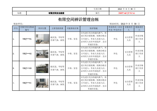 有限空间统计表