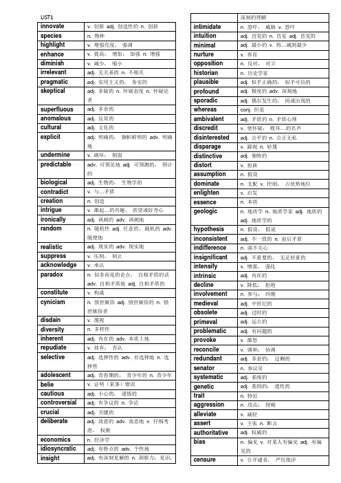 新GRE句子填空 高频词汇