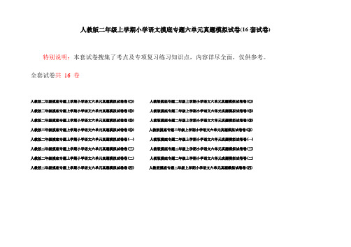 人教版二年级上学期小学语文摸底专题六单元真题模拟试卷(16套试卷)