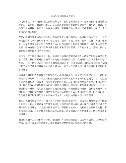 初中生学习的目标及计划